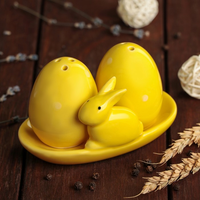 Набор для специй "Зайка", 2 шт 50 мл: солонка, перечница, цвет желтый