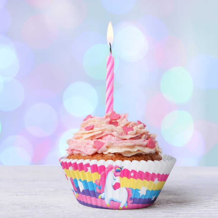 Набор для выпекания кексов "С Днем рождения"единорог, набор 24 формочки