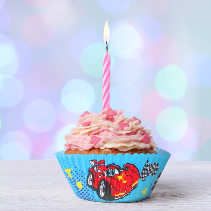 Набор для выпекания кексов "С Днем Рождения"тачки, набор 24 формочки