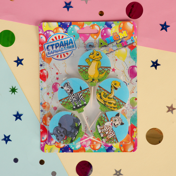 Набор свечей в торт "Зоопарк" 5шт