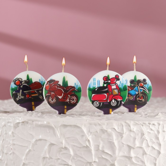 Набор свечей в торт "Мотоциклы" 5шт