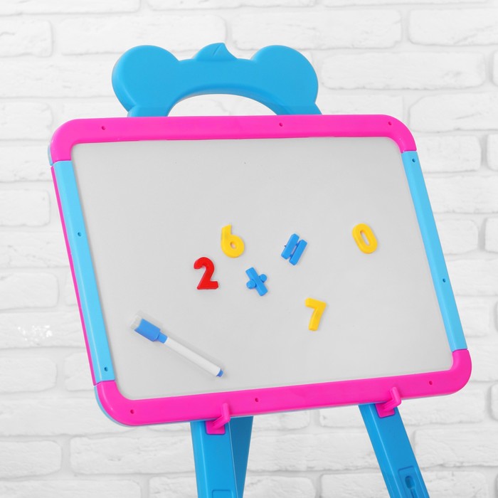 Мольберт с двусторонней доской для рисования "Медвежонок", синий