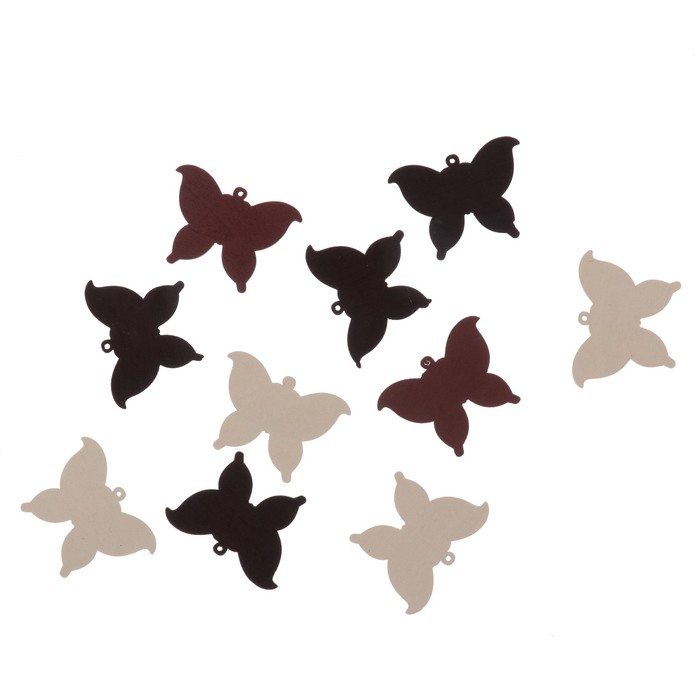 Декор деревянный "Бабочка" ассорти, бело/коричневый, 3,5х4,5 см