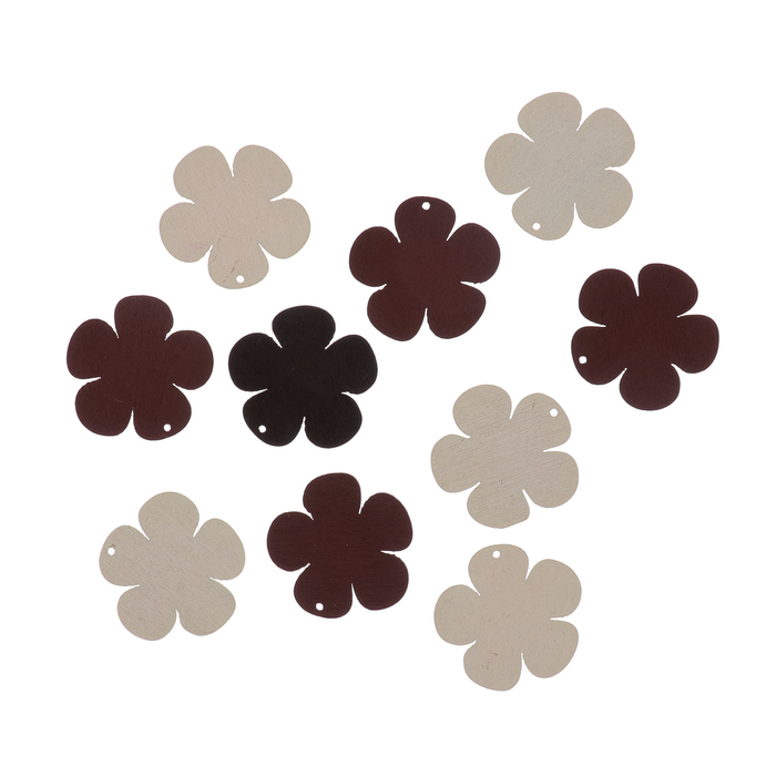 Подвеска деревянная для декора  "ЦВЕТОК" бело/коричневая, d= 4 см