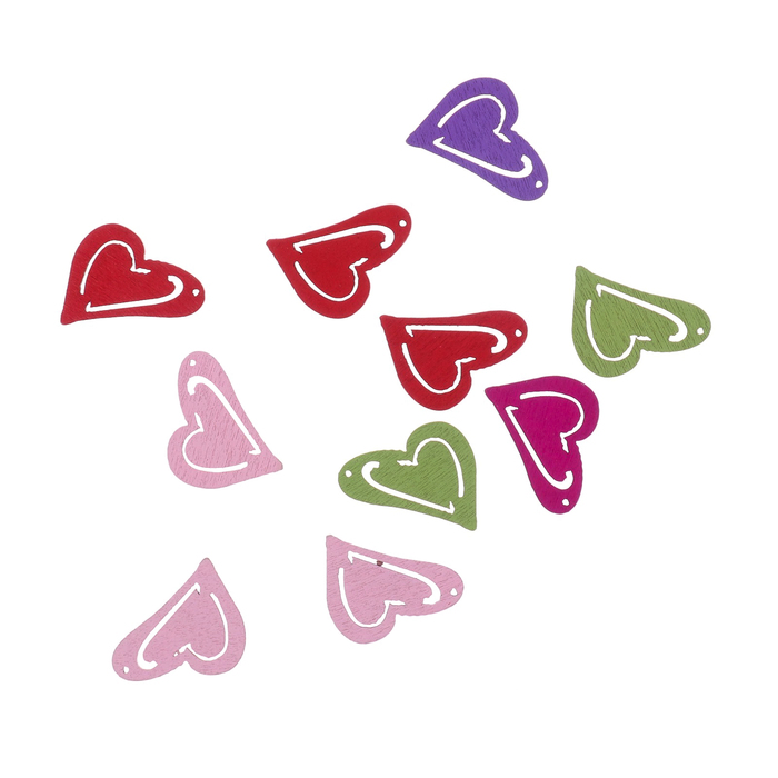 Подвеска деревянная для декора  "Сердце" асорти, 2х2,5 см