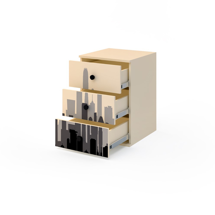 Тумба с 3-мя ящиками, 450х504х633 мм, цвет кремовый/фотопечать