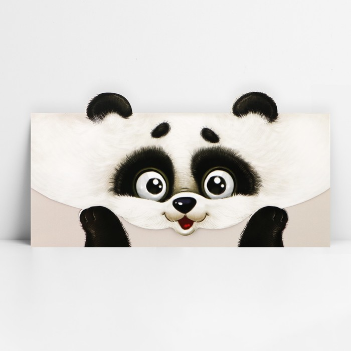 Конверт для денег формовой «Весёлая панда», 17,5 х 9 см