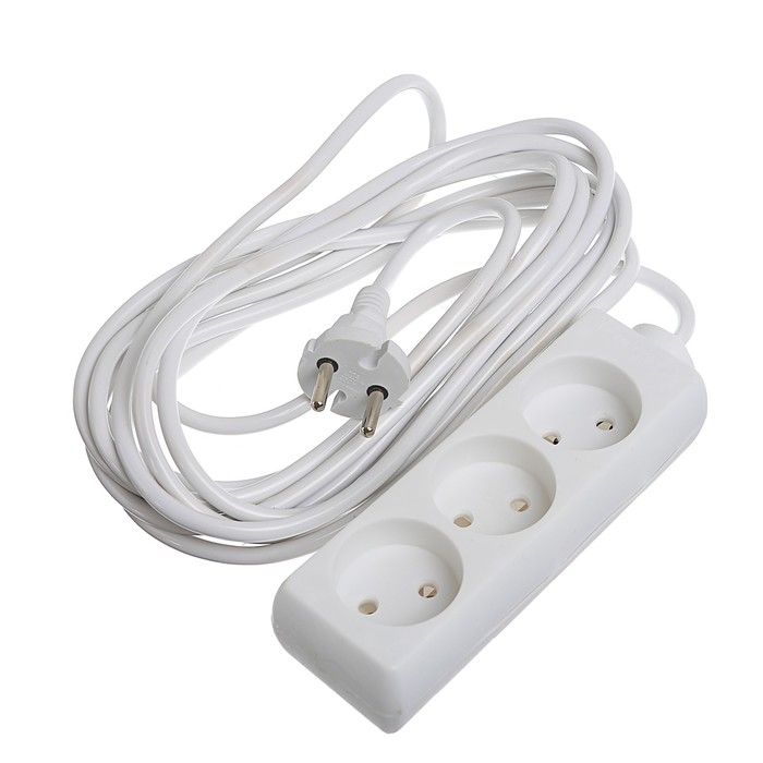 Удлинитель Luazon, трёхместный, 5 м, 1300 Вт, без заземления, 220 В