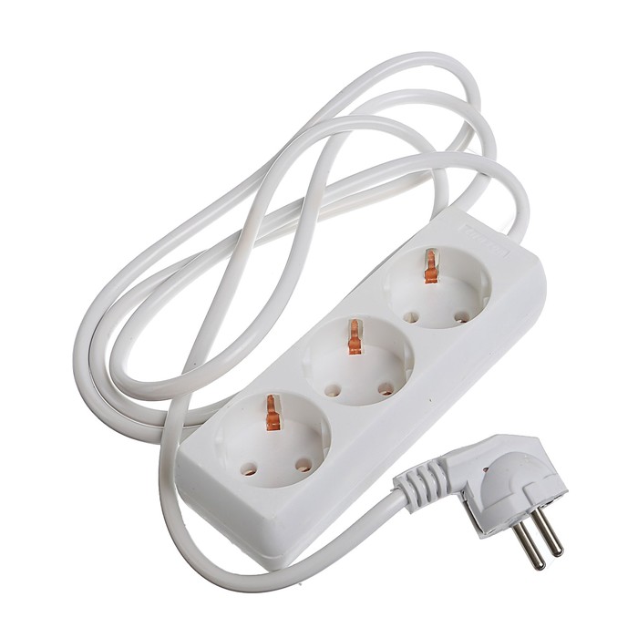 Удлинитель Luazon, трёхместный, 1,8 м, 1300 Вт, c заземлением, 220 В