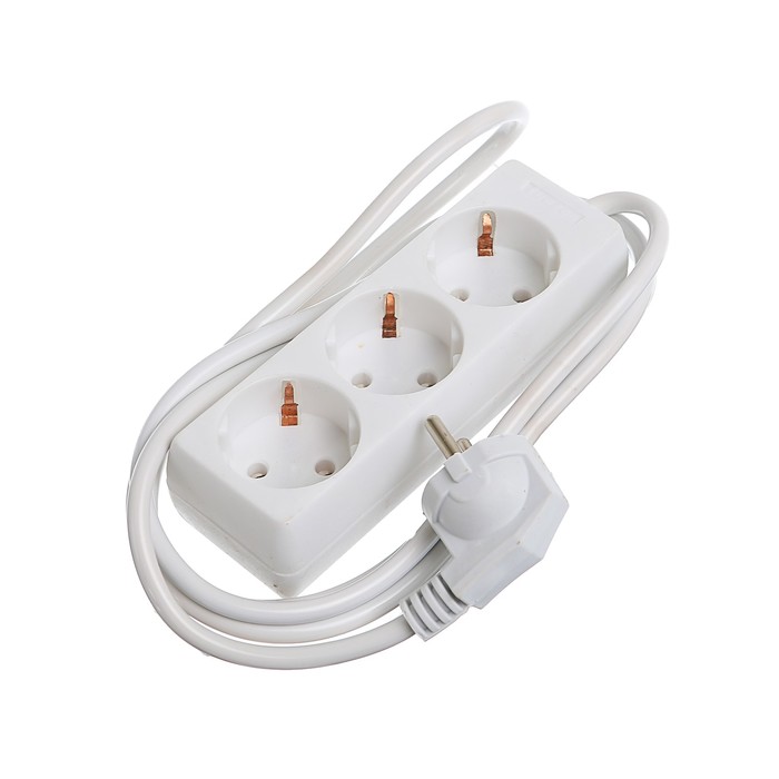 Удлинитель Luazon, трёхместный, 1,8 м, 2200 Вт, c заземлением, 220 В