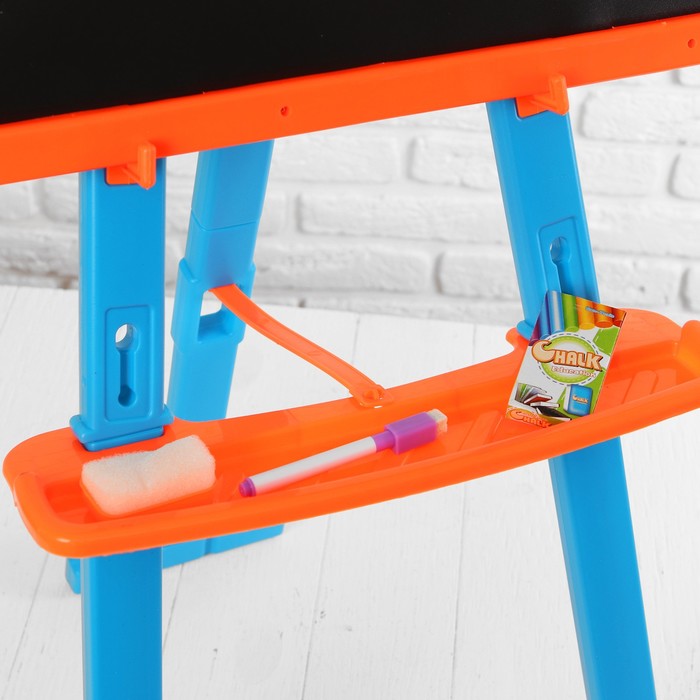 Мольберт с двусторонней доской для рисования "Зайка", синий