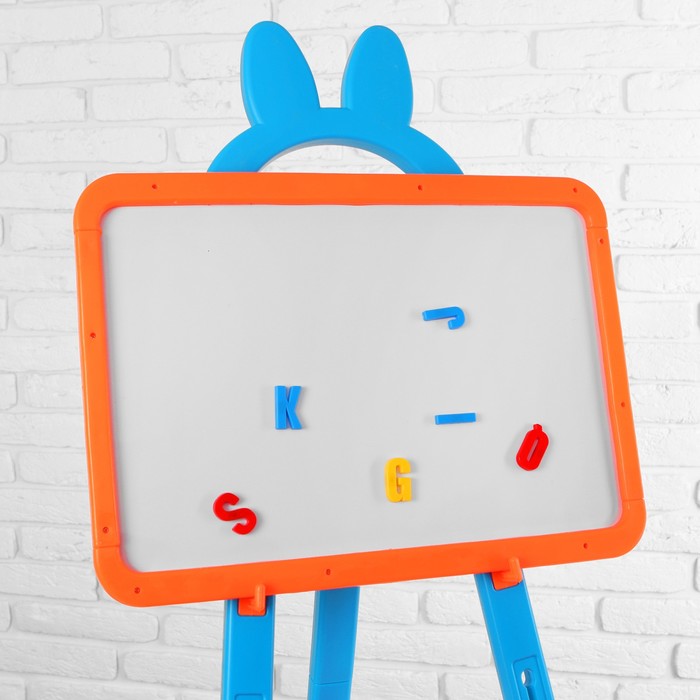 Мольберт с двусторонней доской для рисования "Зайка", синий