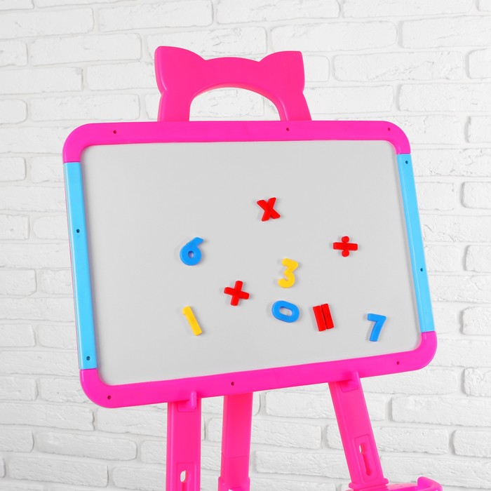 Мольберт с двусторонней доской для рисования "Лисенок", розовый