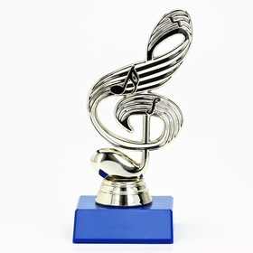 Кубок «Скрипичный ключ», наградная фигура, подставка пластик синяя, 18 х 6,5 х 6 см