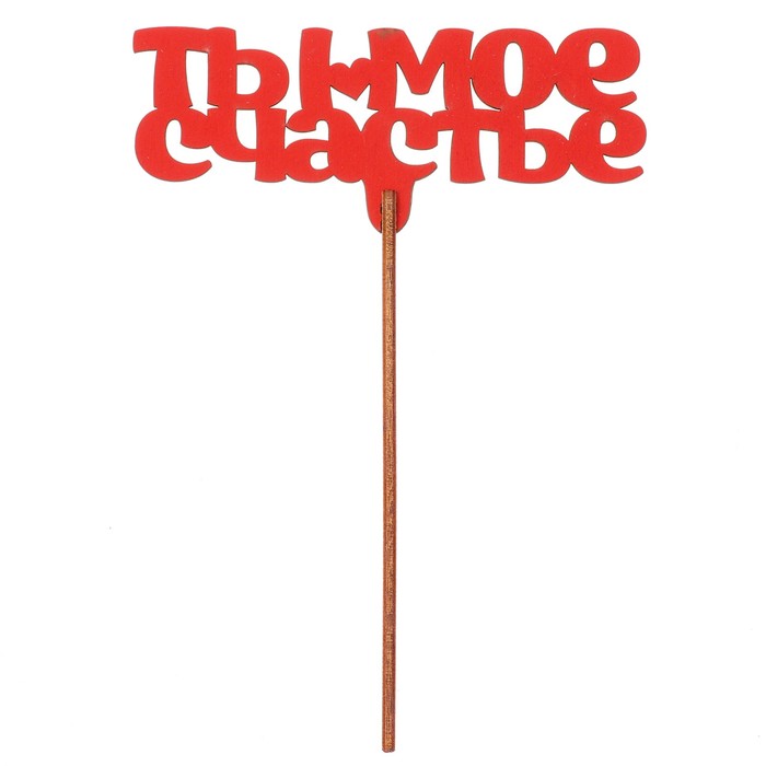 Топпер "Ты моё счастье" 12х5 см, красный