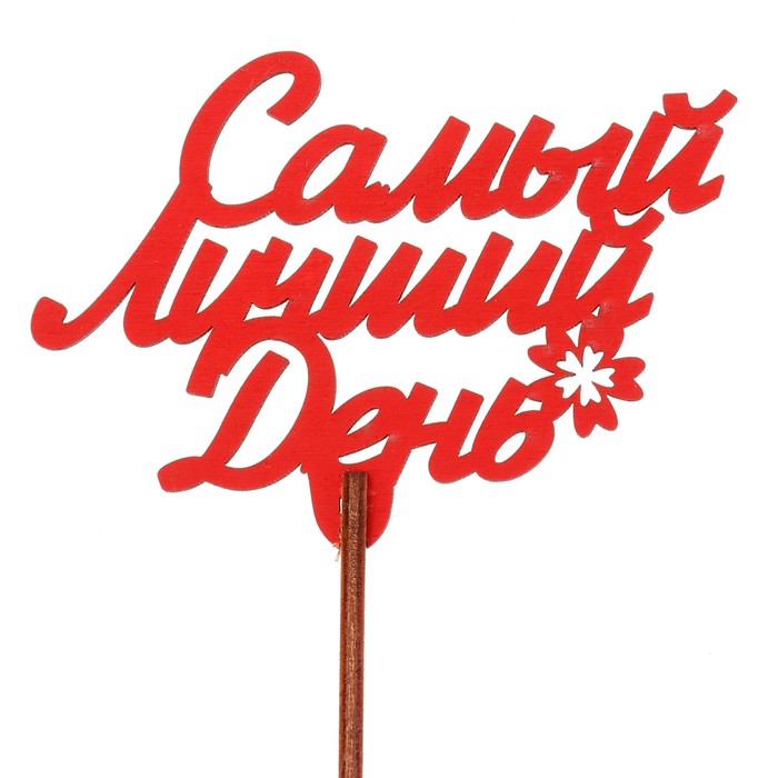 Топпер "Самый лучший день!" 9,3х6,5 см, красный