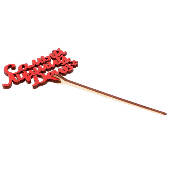 Топпер "Самый лучший день!" 9,3х6,5 см, красный