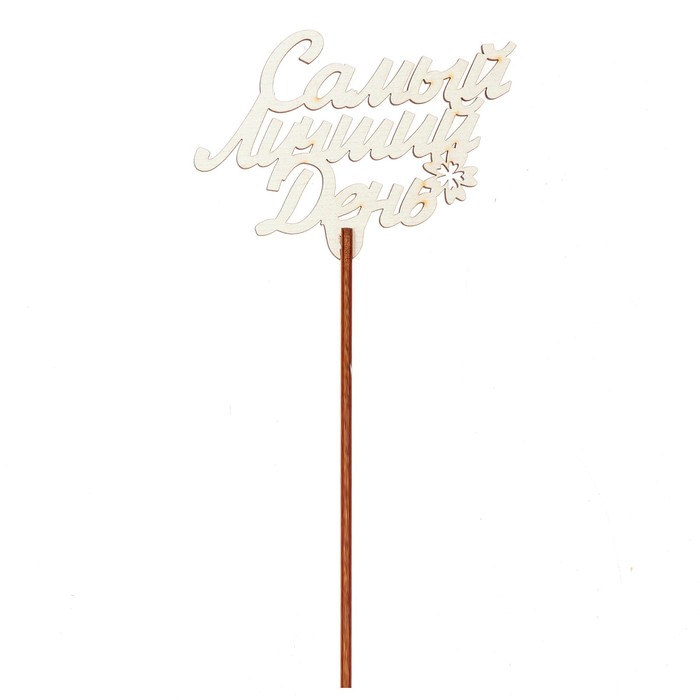 Топпер "Самый лучший день!" 9,3х6,5 см, белый