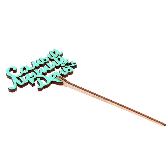 Топпер "Самый лучший день!" 9,3х6,5 см, бирюзовый