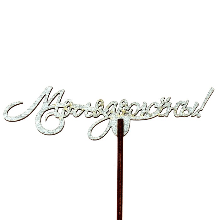 Топпер "Молодожёны" 12х3 см, серебрянный