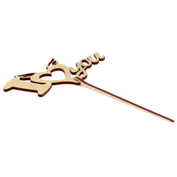 Топпер "I love you" 12х6,5 см, золотой