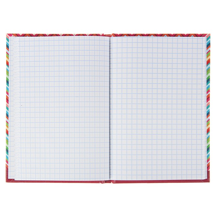 Записная книжка твёрдая обложка А6 48 листов "Зигзаг разноцветный", глянцевая ламинация, тиснение "лён"