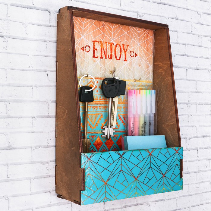 Ключница деревянная с карманом "Enjoy" 200 х 260 мм