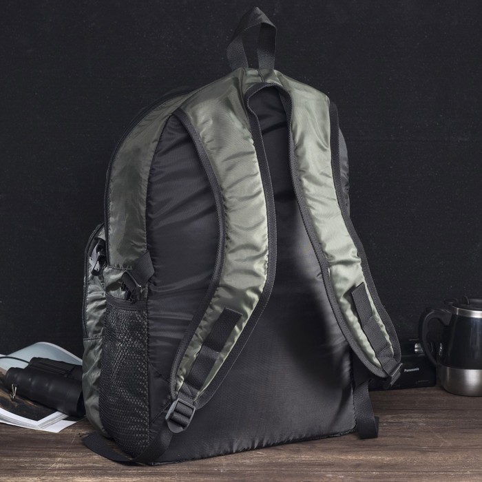 Рюкзак туристический "Транспортер № 9", 30 л, отдел на молнии, наружный карман, 2 боковые сетки, цвет чёрный/хаки