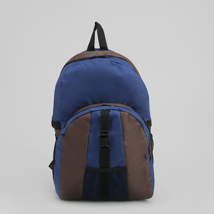 Рюкзак туристический "Транспортер № 9", 30 л, отдел на молнии, наружный карман, 2 боковые сетки, цвет коричневый/синий