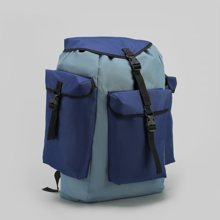 Рюкзак туристический "Лесник", 55 л, отдел на шнурке, 3 наружных кармана, кордура, цвет синий/голубой