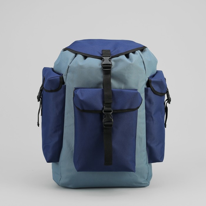Рюкзак туристический "Лесник", 55 л, отдел на шнурке, 3 наружных кармана, кордура, цвет синий/голубой