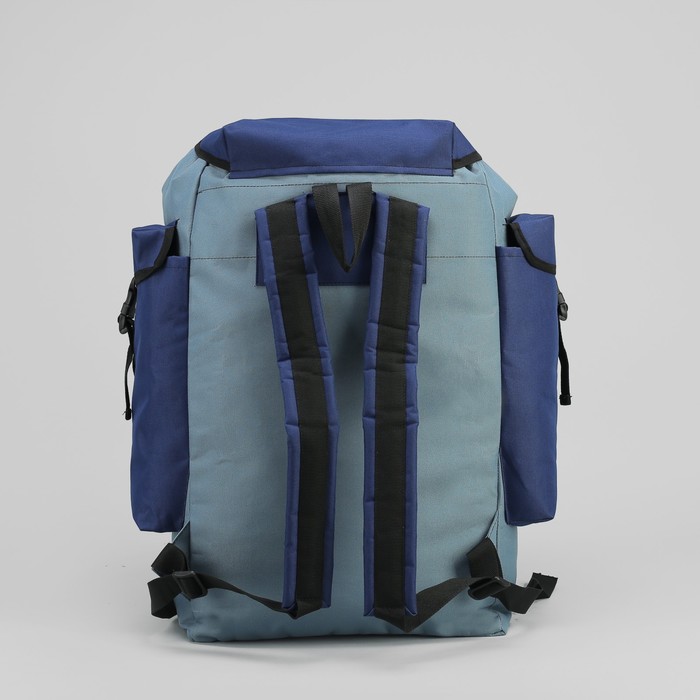 Рюкзак туристический "Лесник", 55 л, отдел на шнурке, 3 наружных кармана, кордура, цвет синий/голубой
