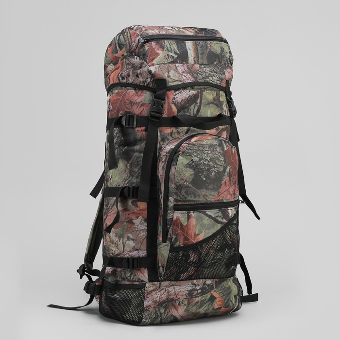 Рюкзак туристический "СПУТНИК", 50 л, отдел на шнурке, 3 наружных кармана, цвет камуфляж Лес
