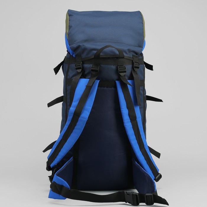 Рюкзак туристический "СПУТНИК", 60 л, отдел на шнурке, 3 наружных кармана, цвет синий/серый