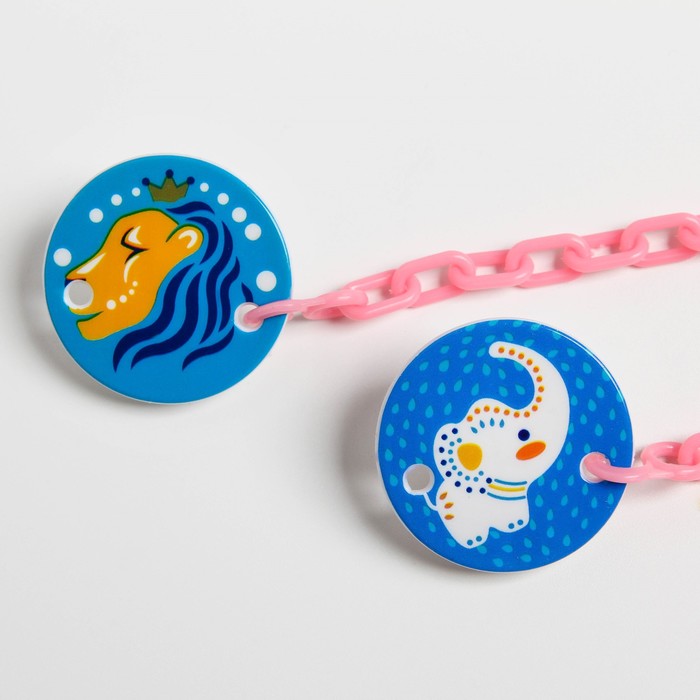 Держатель для пустышки на цепочке, цвета МИКС