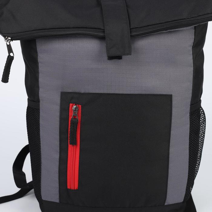 Рюкзак молодёжный, отдел на молнии, наружный карман, 2 боковые сетки, цвет чёрный/серый