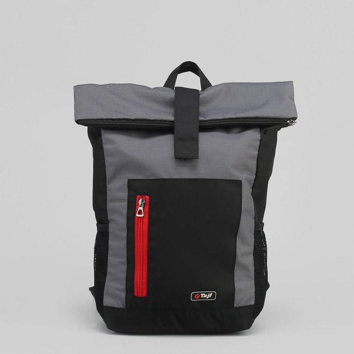 Рюкзак молодёжный, отдел на молнии, наружный карман, 2 боковые сетки, цвет чёрный/серый