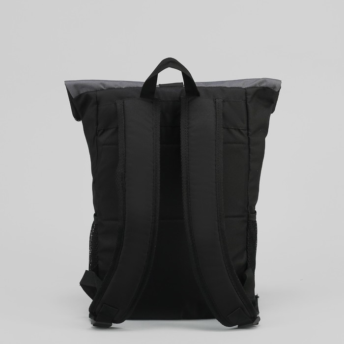 Рюкзак молодёжный, отдел на молнии, наружный карман, 2 боковые сетки, цвет чёрный/серый