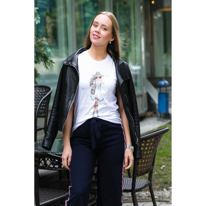 Футболка женская MINAKU, "Girl", размер 46, цвет белый