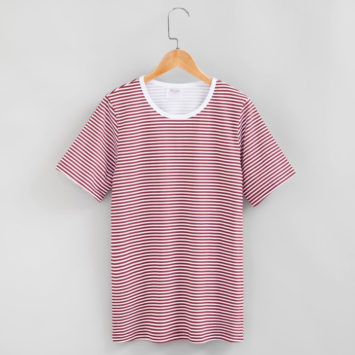 Футболка женская MINAKU, круглый вырез, размер 46, цвет красная полоска