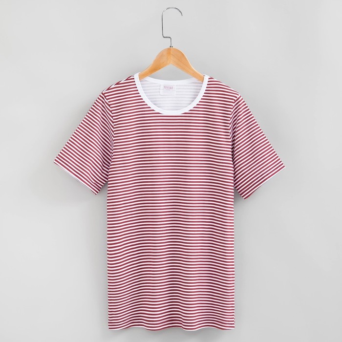 Футболка женская MINAKU, круглый вырез, размер 46, цвет красная полоска