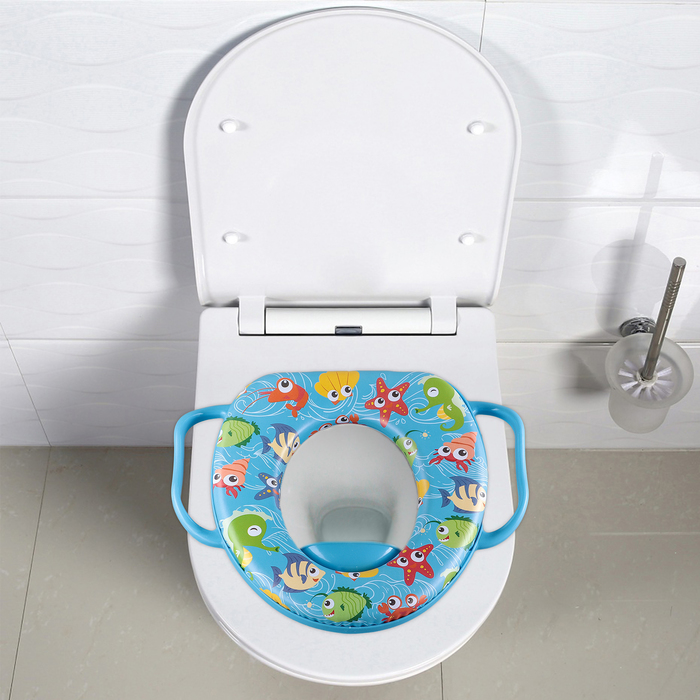 Сиденье для унитаза детское 30х36х5 см с ручками "Морские жители"