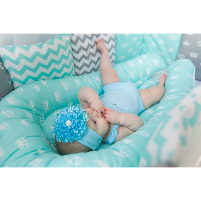 Гнёздышко для малыша "Короны мятные", размер 55х95 см, бязь