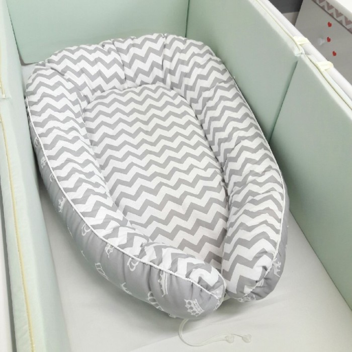 Гнёздышко для малыша "Короны серые", размер 55х95 см, поплин