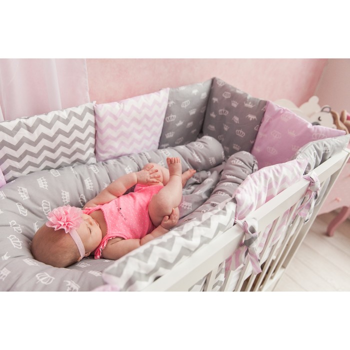 Гнёздышко для малыша "Короны серые", размер 55х95 см, поплин