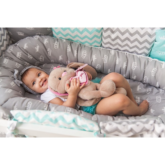 Гнёздышко для малыша "Короны серые", размер 55х95 см, поплин