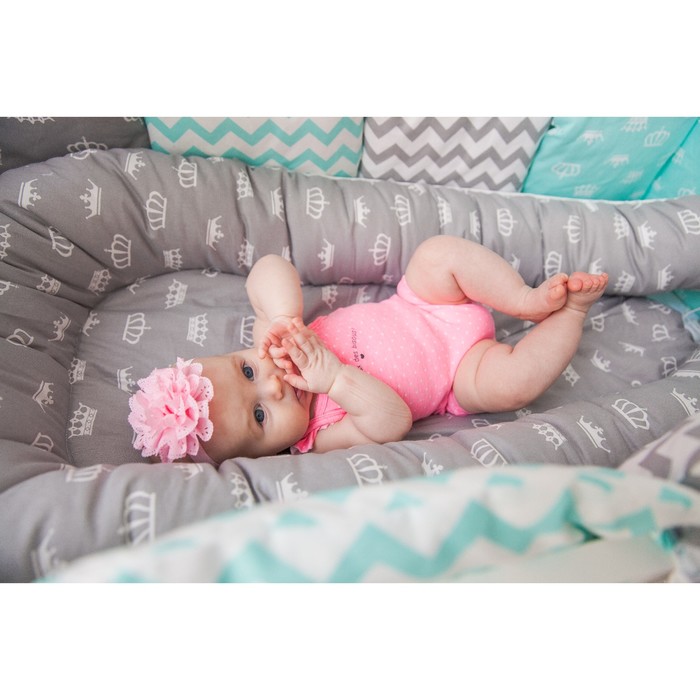 Гнёздышко для малыша "Короны серые", размер 55х95 см, поплин