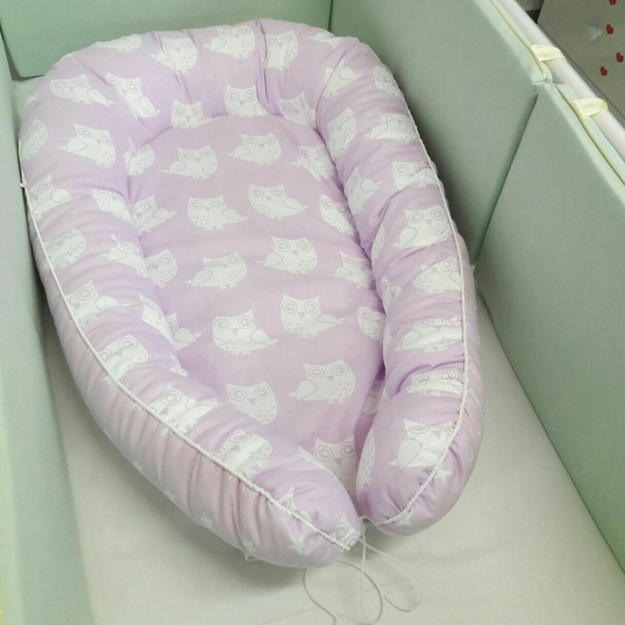 Гнёздышко для малыша "Совята сиреневые", размер 55х95 см, бязь