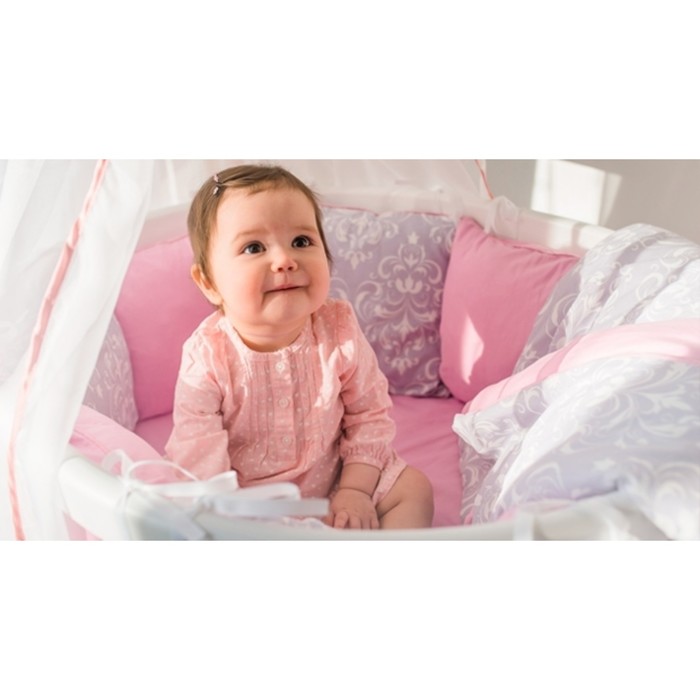 Комплект в круглую кроватку "Дамаск малина", сатин