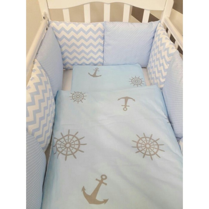 Комплект в кроватку "Бриз", 6 предметов, бязь, сатин